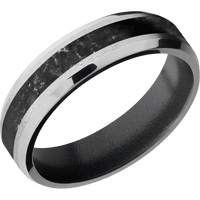 18K White Gold + Stone , Polish Finish + Dark Grey