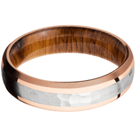10K Rose Gold + Polish , Satin Finish + Desert Iron Wood