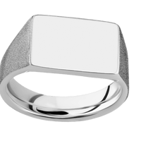 Medium Horizontal Rectangle signet ring (16x11.5mm) in Cobalt Chrome, with a Wide style band.