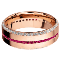 14K Rose Gold + Satin , Satin Finish