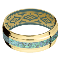 14K Yellow Gold + Polish , Polish Finish + Northern Lights