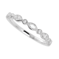 14K White Gold band with 4 Round and 5 Marquise Lab Grown Diamond having TCW-.56