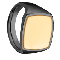 Large Cushion signet ring (18x18mm) in Zirconium, with a Thin style band, a 14K Yellow Gold inlay.
