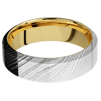 Damascus + Polish Finish + 10K Yellow Gold