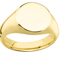 Medium Circle signet ring (14mm) in 14K Yellow Gold, with a Wide style band.
