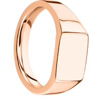 Small Horizontal Rectangle signet ring (12x9mm) in 14K Rose Gold, with a Wide style band.
