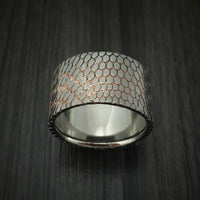 Wide Etched Superconductor Men's Ring with Titanium Sleeve Custom Made Titanium-Niobium and Copper Band