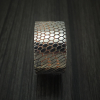 Wide Etched Superconductor Men's Ring with Titanium Sleeve Custom Made Titanium-Niobium and Copper Band