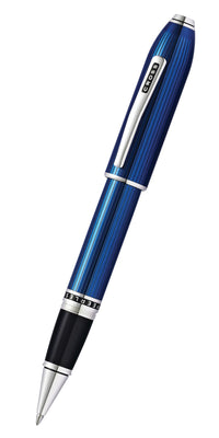 Peerless™ Translucent Quartz Blue Engraved Lacquer Platinum Plated Appointments Rollerball Pen