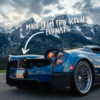 Black Titanium Signet Ring with Supercar Ron Authentic Hypercar Exhaust Inlay