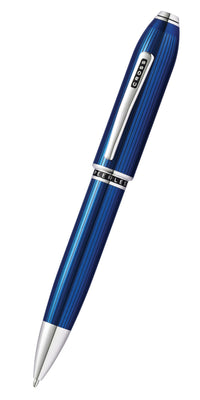 Peerless™ Translucent Quartz Blue Engraved Lacquer with Platinum Plated Appointments Ballpoint Pen