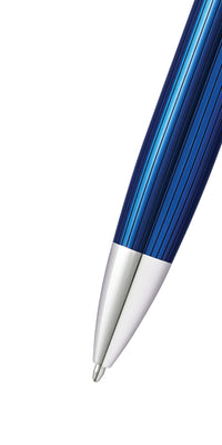 Peerless™ Translucent Quartz Blue Engraved Lacquer with Platinum Plated Appointments Ballpoint Pen