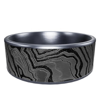 Tantalum and Black Titanium Topography Pattern Ring