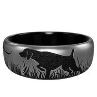 Black Titanium Pointer Dog and Pheasant Scenic Design Ring