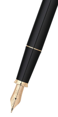 Townsend® Black Lacquer with 23KT Gold-Plated Appointments and Solid 18KT Gold Medium Nib Fountain Pen