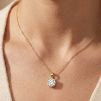 14K Yellow Gold 2 CT Lab-Grown Diamond 18" Necklace worn by a model