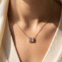 14K Yellow Gold 1 1/8 CT Lab-Grown Diamond 18" Necklace worn by a model