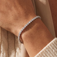 14K White Gold 2 CTW Lab-Grown Diamond Line 7 1/4" Bracelet worn by a model