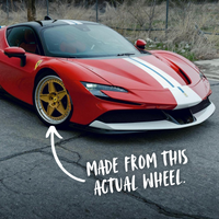 Darkened Tantalum Ring with Supercar Ron Authentic Supercar Wheel Inlay and 10K Gold Sleeve