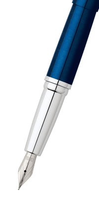 ATX® Translucent Blue Lacquer Stainless Steel Fine Nib Fountain Pen