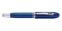 Peerless™ Translucent Quartz Blue Engraved Lacquer with Platinum Plated Appointments and Rhodium Plated 18KT Solid Gold Fine Nib Fountain Pen