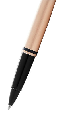 Calais™ Brushed Rose Gold Plate and Black Lacquer Rollerball Pen