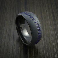 Black Titanium Baseball Ring with Bead Blast Finish