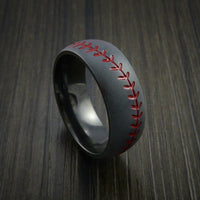 Black Titanium Baseball Ring with Bead Blast Finish