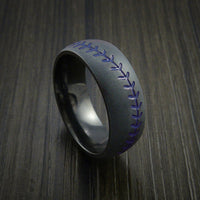 Black Titanium Baseball Ring with Bead Blast Finish