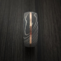 Damascus Steel 14K Rose Gold Men's Ring Wedding Band Custom Made