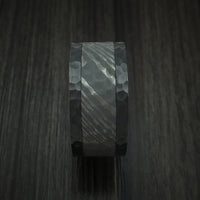 Black Zirconium and Damascus Steel Hammered Ring with Anodized Sleeve Custom Made
