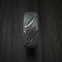Kuro Damascus Steel Ring with Hardwood Sleeve Custom Made Wood Band