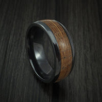 Black Titanium or Black Zirconium Custom Men's Ring inlaid with Whiskey Barrel Wood