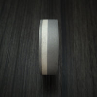Titanium Ring with Silver Inlay and KOA Wood Sleeve Wedding Band Any Size Sandblast Finish