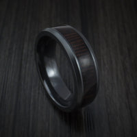 Black Zirconium and WOOD Ring inlaid with WENGE WOOD Custom Made to Any Size and Optional Wood Types