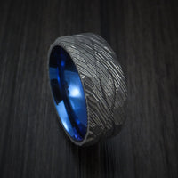 Damascus Steel Hammered Celtic Knot Ring Infinity Design with Anodized Sleeve Wedding Band