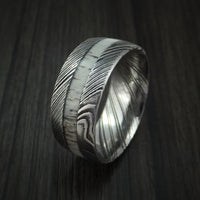 Kuro Damascus Steel and Antler Ring Custom Made Band