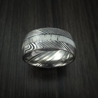 Kuro Damascus Steel and Antler Ring Custom Made Band