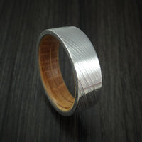 Damascus Steel Ring with Hardwood Sleeve Custom Made