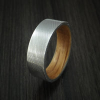 Damascus Steel Ring with Hardwood Sleeve Custom Made