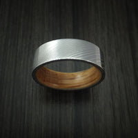 Damascus Steel Ring with Hardwood Sleeve Custom Made