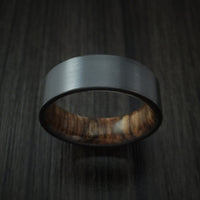Black Titanium and Walnut Hard Wood Sleeve Men's Ring Custom Made
