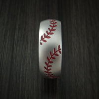 Cobalt Chrome Double Stitch Baseball Ring with Wood Sleeve and Bead Blast Finish