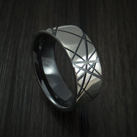 Black Zirconium Retro Rocker Pattern Custom Made Band