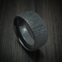 Black Titanium Tree Bark Finish Ring Custom Made