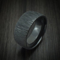 Black Zirconium Tree Bark Finish Ring Custom Made