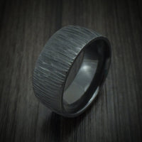 Black Titanium Tree Bark Finish Ring Custom Made