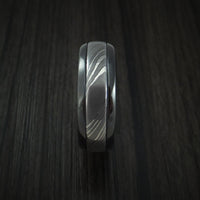 Black Titanium or Black Zirconium Custom Men's Ring with a Damascus Steel Inlay and an Anodized Interior