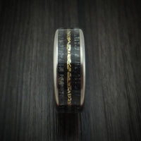 Titanium and Elk Antler Ring with Ebony Wood and Gold Nugget Inlays Custom Made