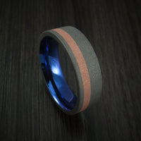 Titanium Anodized Ring with Copper Inlay Wedding Band Any Size Sandblast Finish